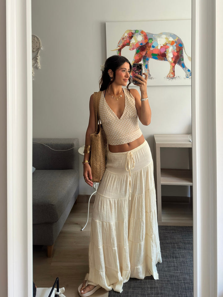 Emilia layer maxi skirt - Light yellow