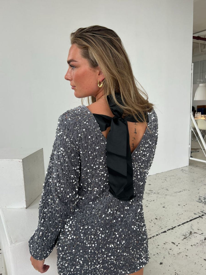 Aija bow dress - Grey