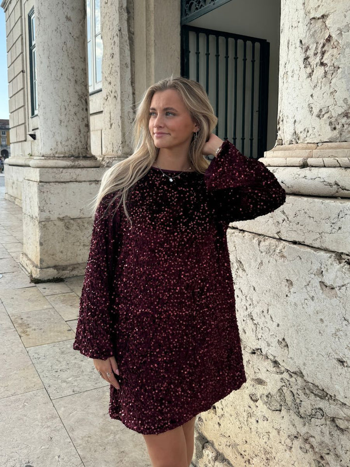 Aija bow dress - Dark red