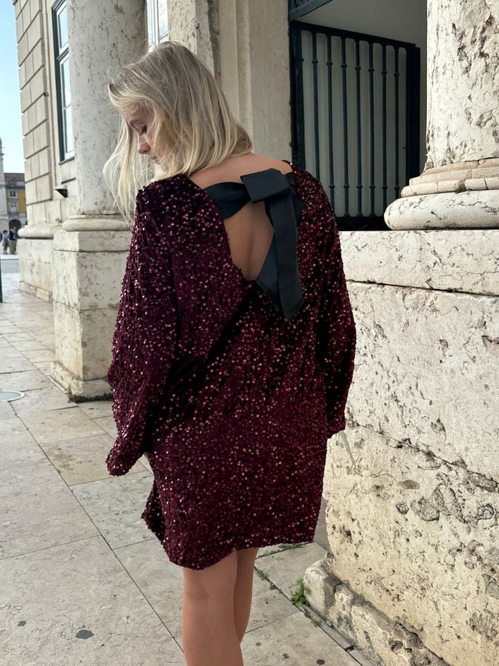 Aija bow dress - Dark red