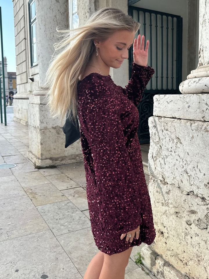 Aija bow dress - Dark red