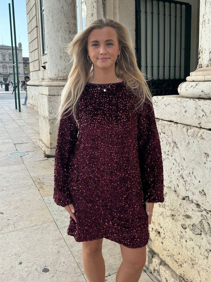 Aija bow dress - Dark red