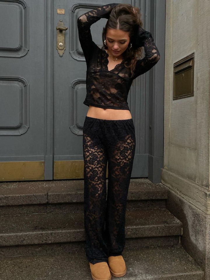 Alma lace pants - Black