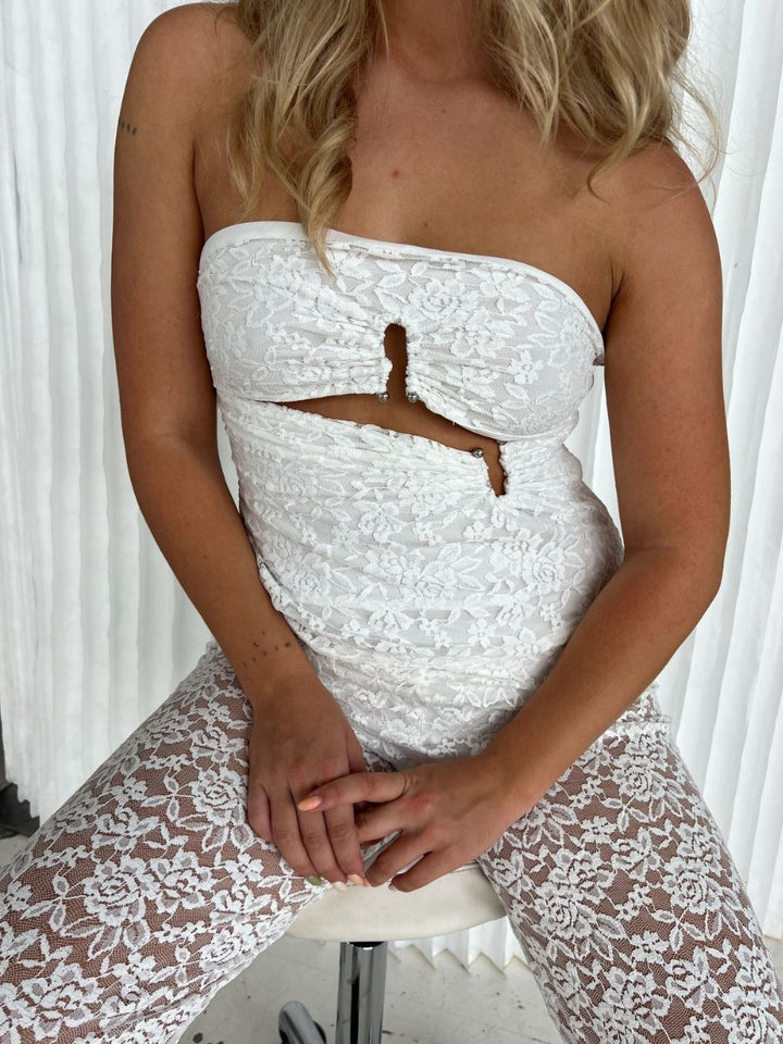 Alma lace top - White