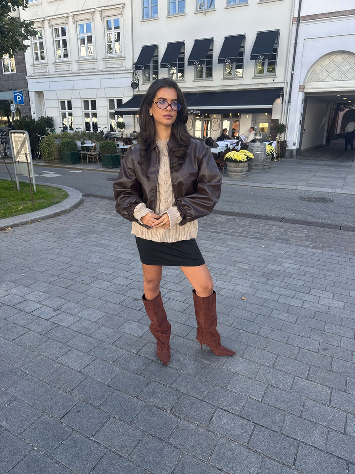 Amber pu bomber jacket - Dark brown