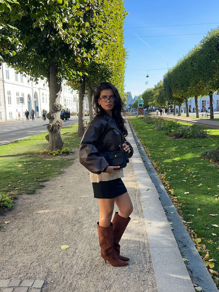 Amber pu bomber jacket - Dark brown