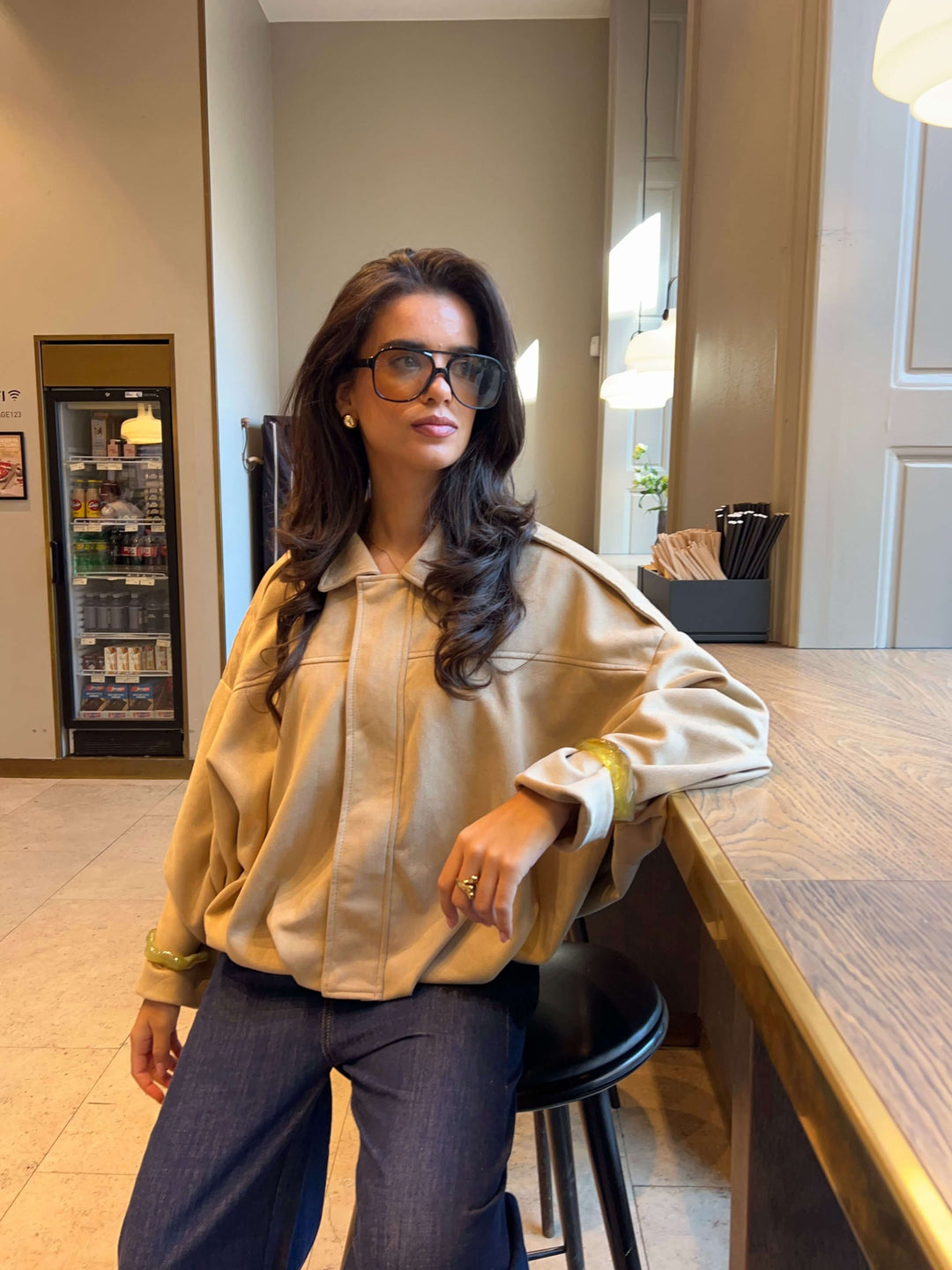 Arlinda suede bomber jacket - Beige