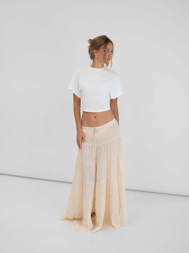Emilia layer maxi skirt - Light yellow