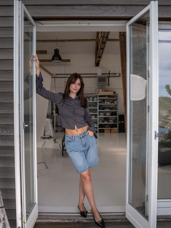 Alicia fitted shirt - Grey/Black