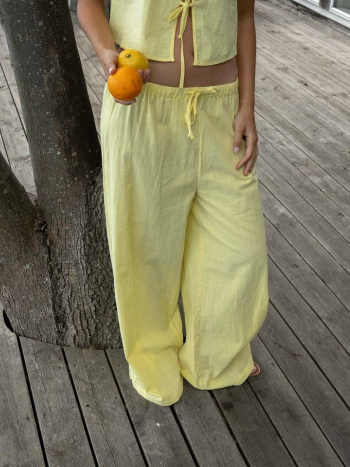 Elva linen pants - Light yellow