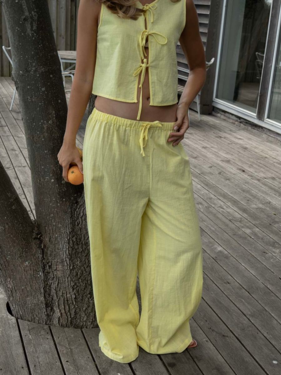Elva linen pants - Light yellow