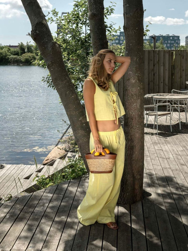 Elva linen vest - Light yellow