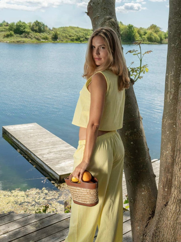 Elva linen vest - Light yellow