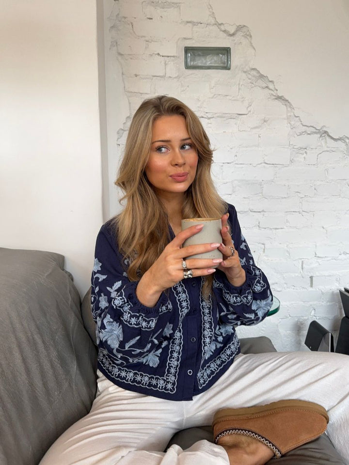 Emma balloon sleeve shirt - Dark blue