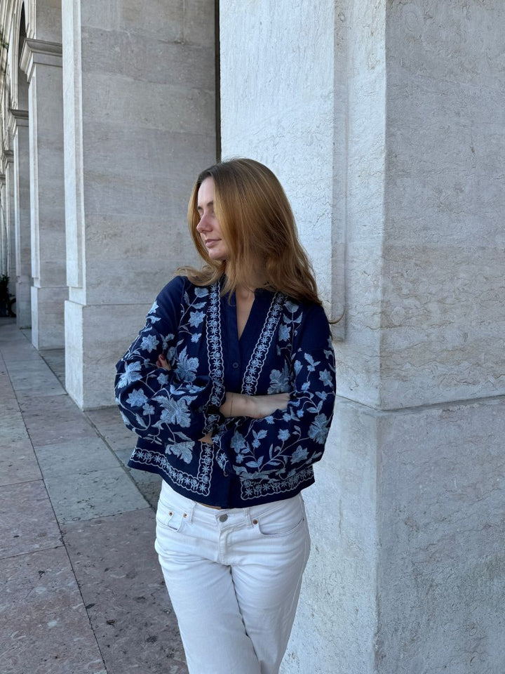 Emma balloon sleeve shirt - Dark blue