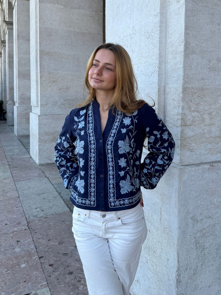 Emma balloon sleeve shirt - Dark blue