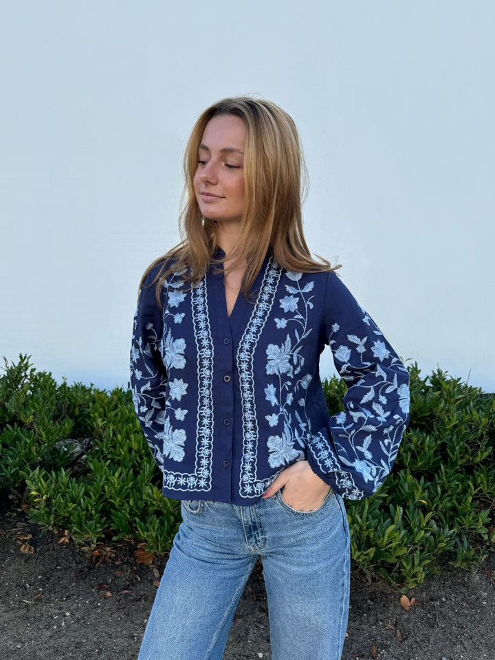 Emma balloon sleeve shirt - Dark blue