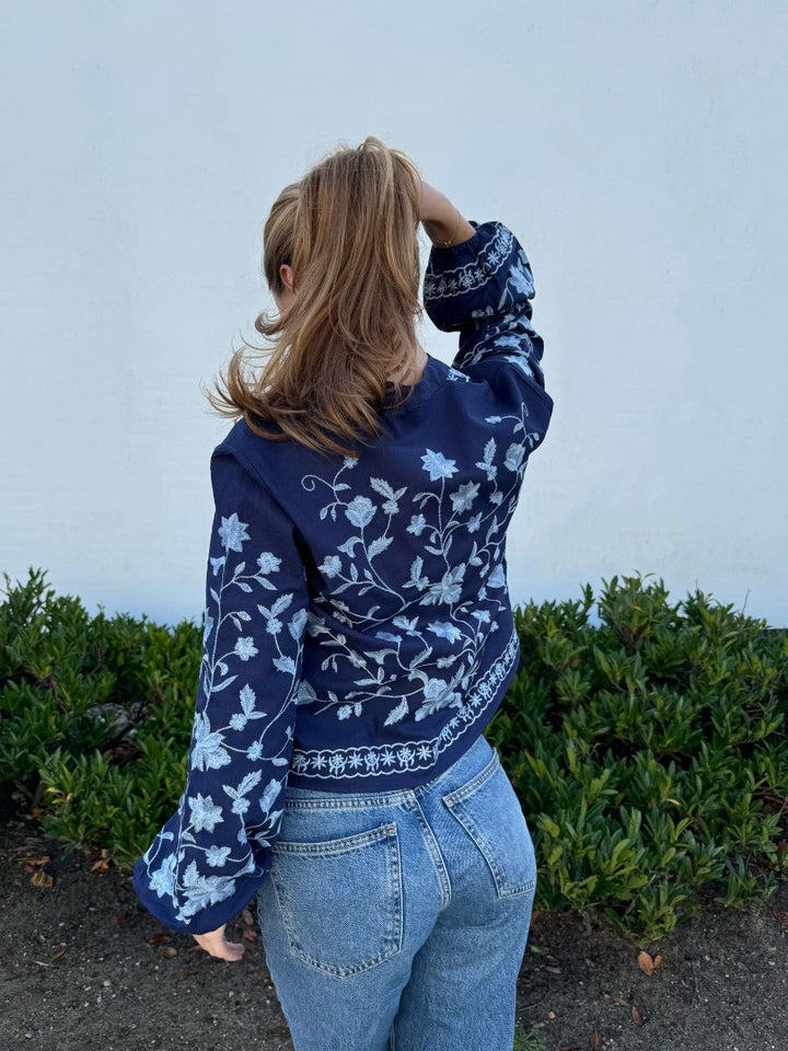 Emma balloon sleeve shirt - Dark blue