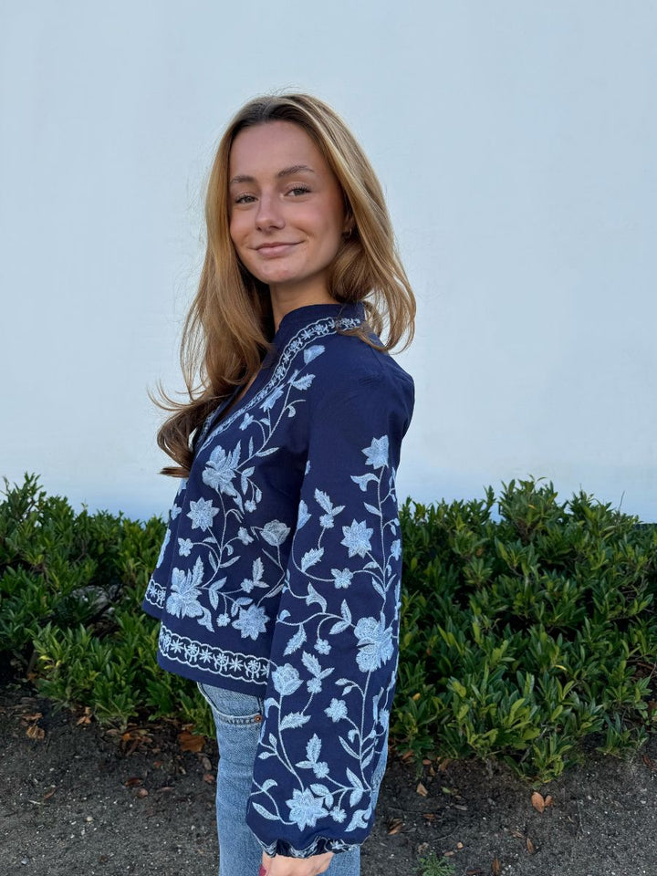 Emma balloon sleeve shirt - Dark blue