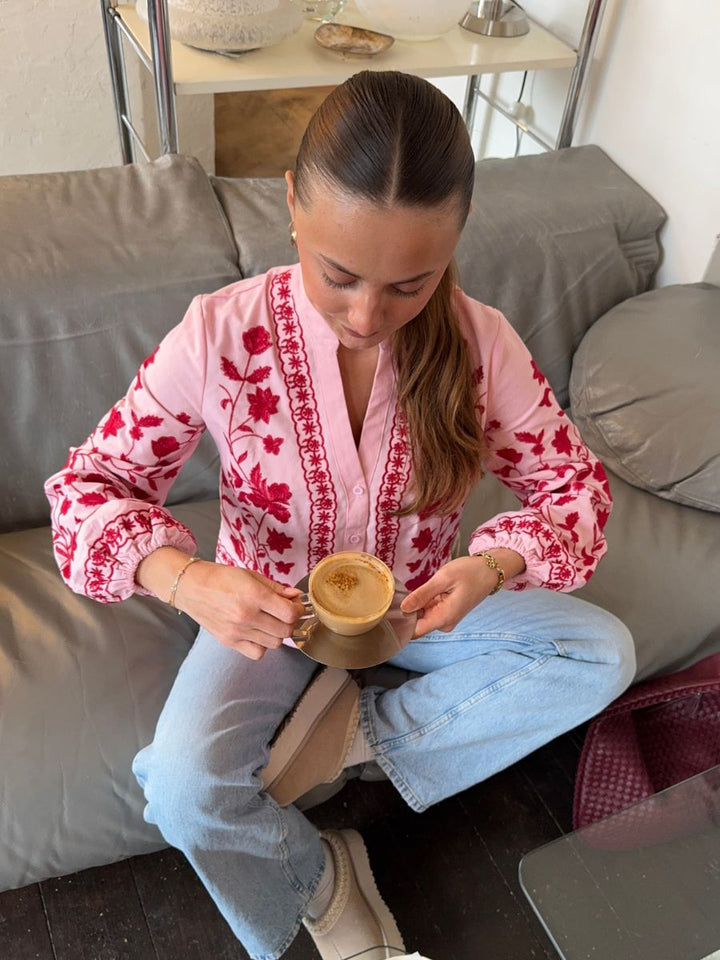 Emma balloon sleeve shirt - Pink