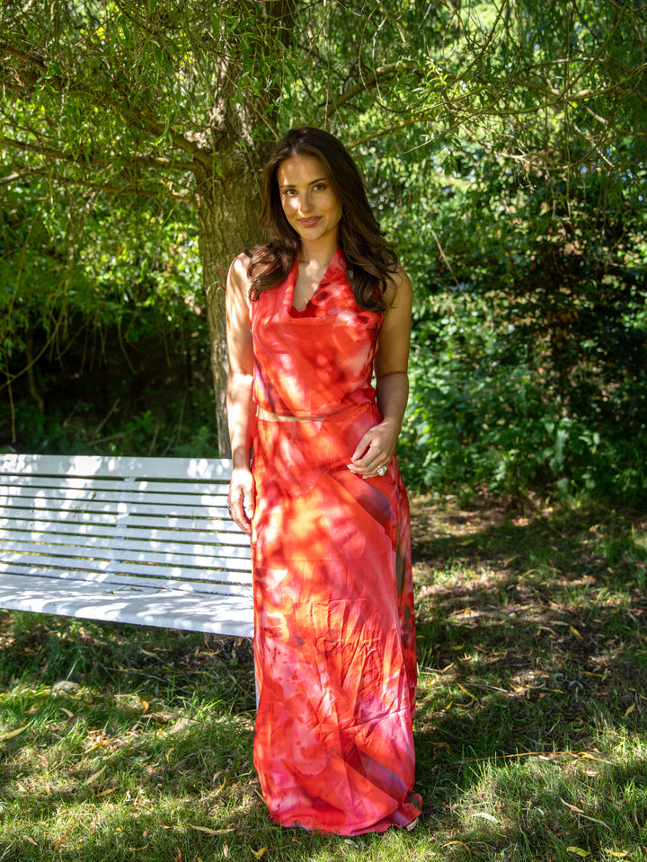 Taliah maxi mesh skirt - Red