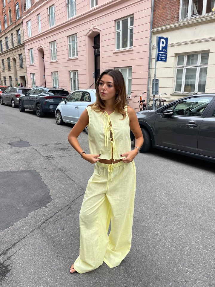 Elva linen pants - Light yellow