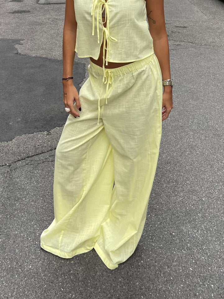 Elva linen pants - Light yellow