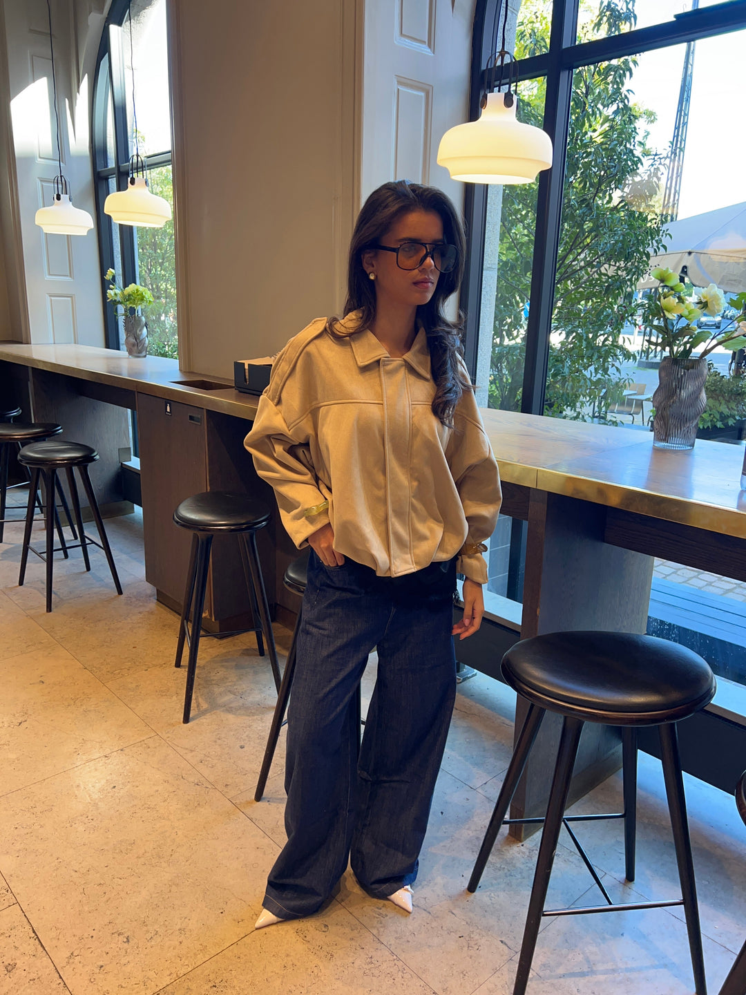 Arlinda suede bomber jacket - Beige