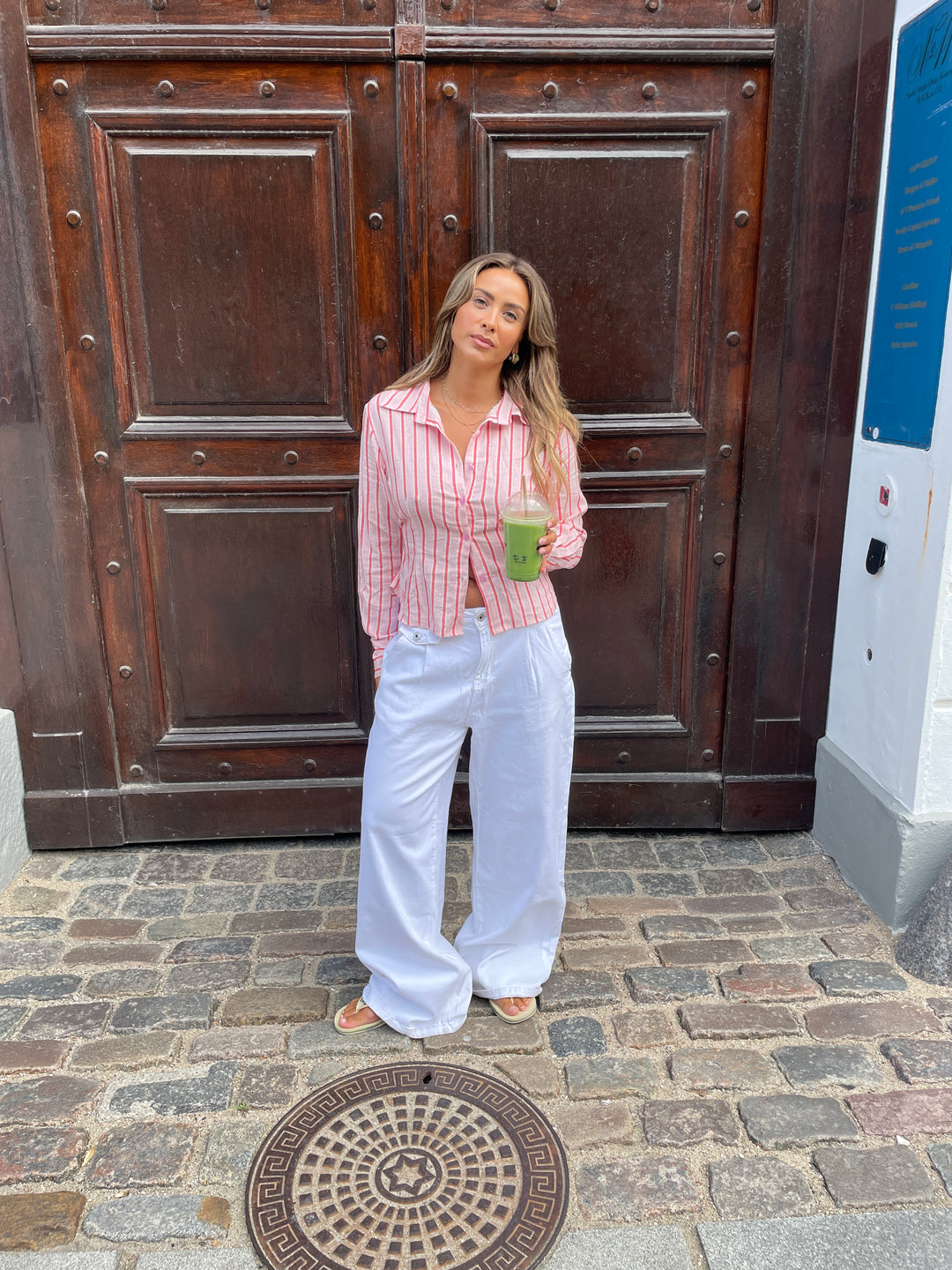 Liora striped linen shirt - Light pink/Pink