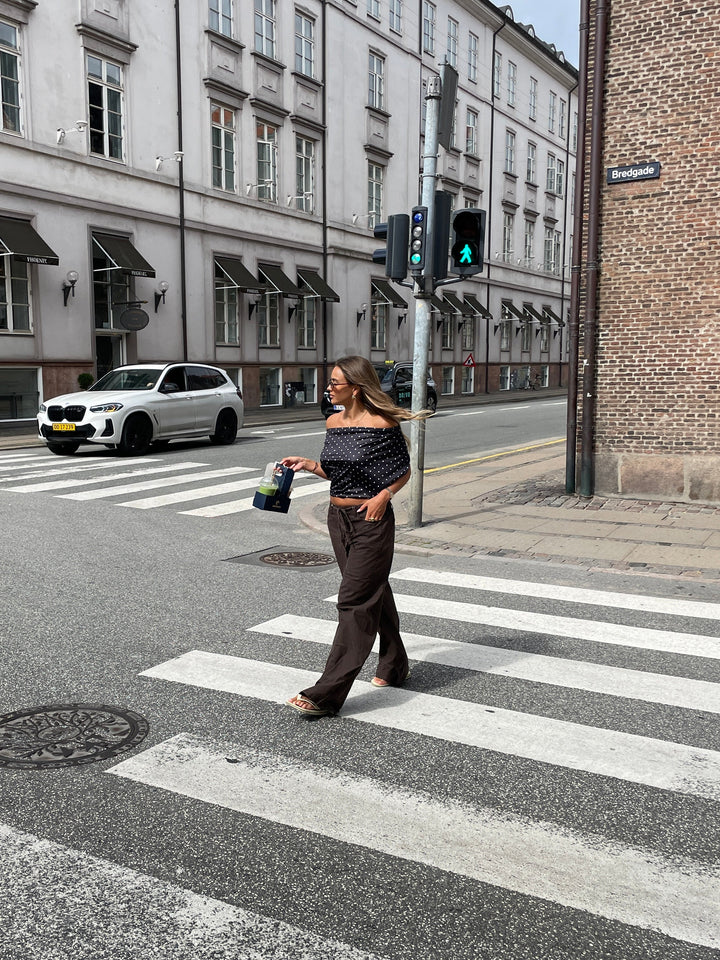 Lara polka dot off-shoulder top - Black/White