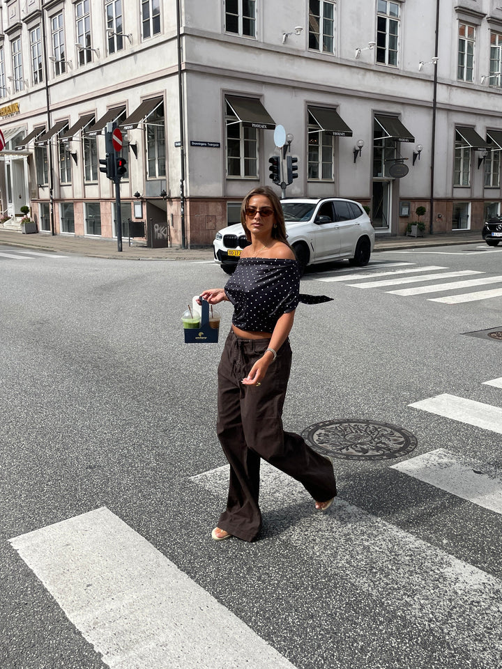 Lara polka dot off-shoulder top - Black/White