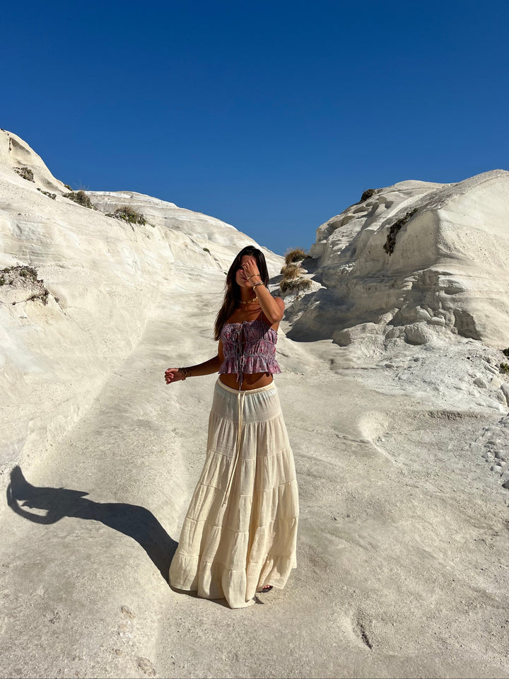 Emilia layer maxi skirt - Light yellow