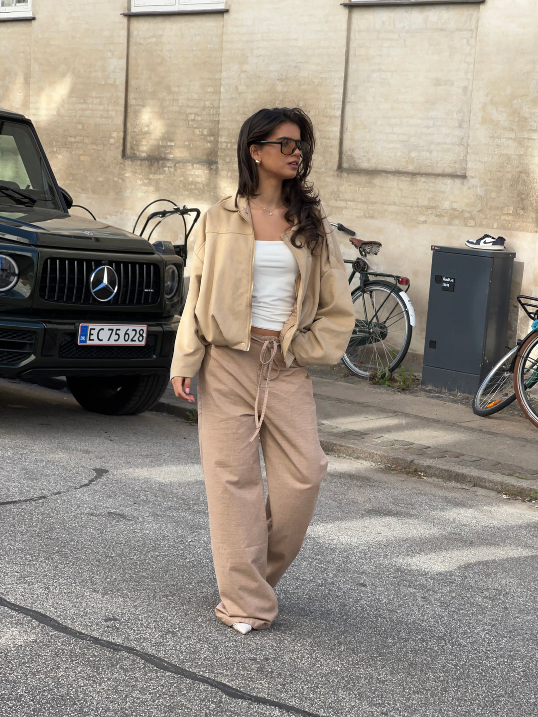 Arlinda suede bomber jacket - Beige