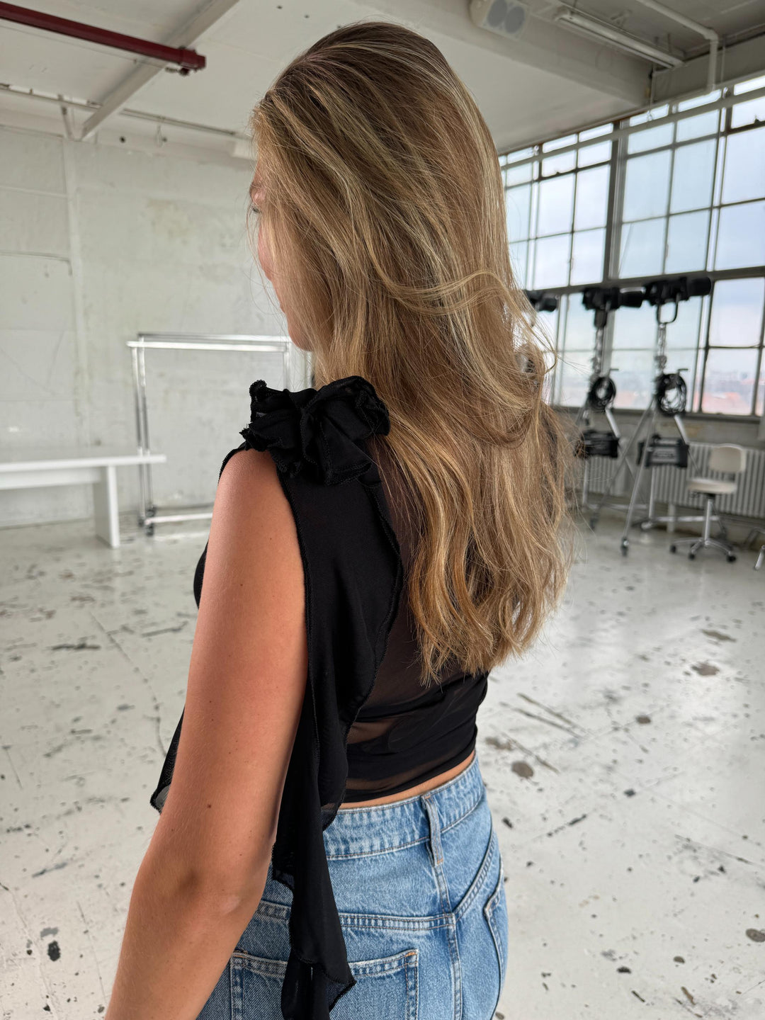 Rose mesh top - Black