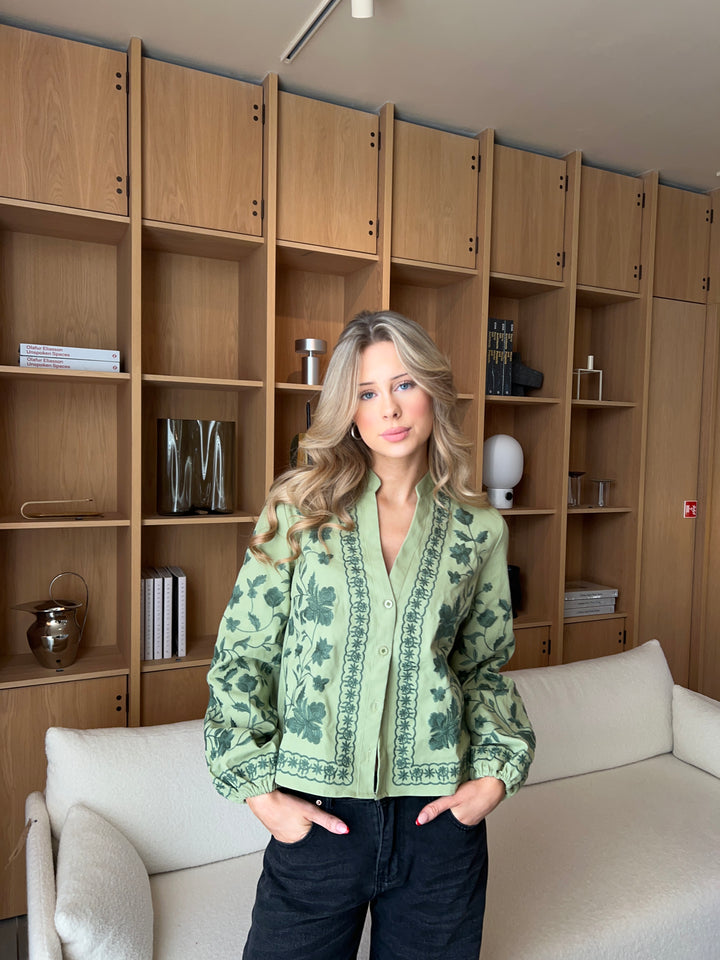 Emma balloon sleeve shirt - Green