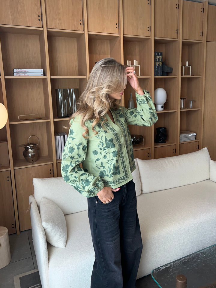 Emma balloon sleeve shirt - Green