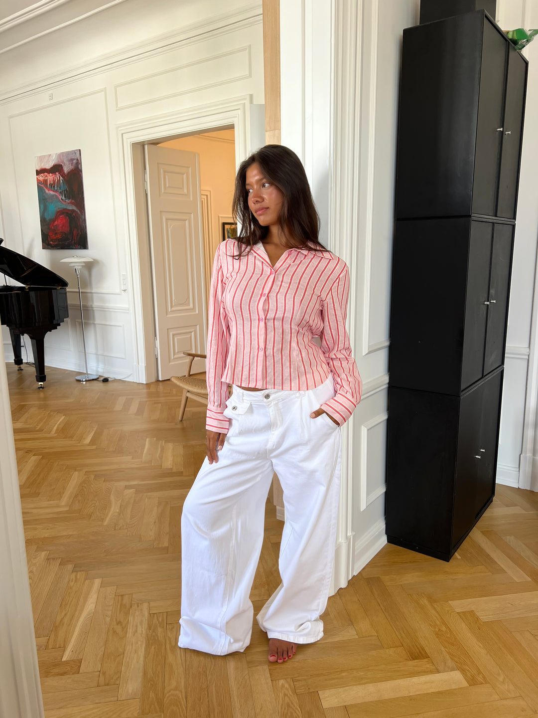 Liora striped linen shirt - Light pink/Pink