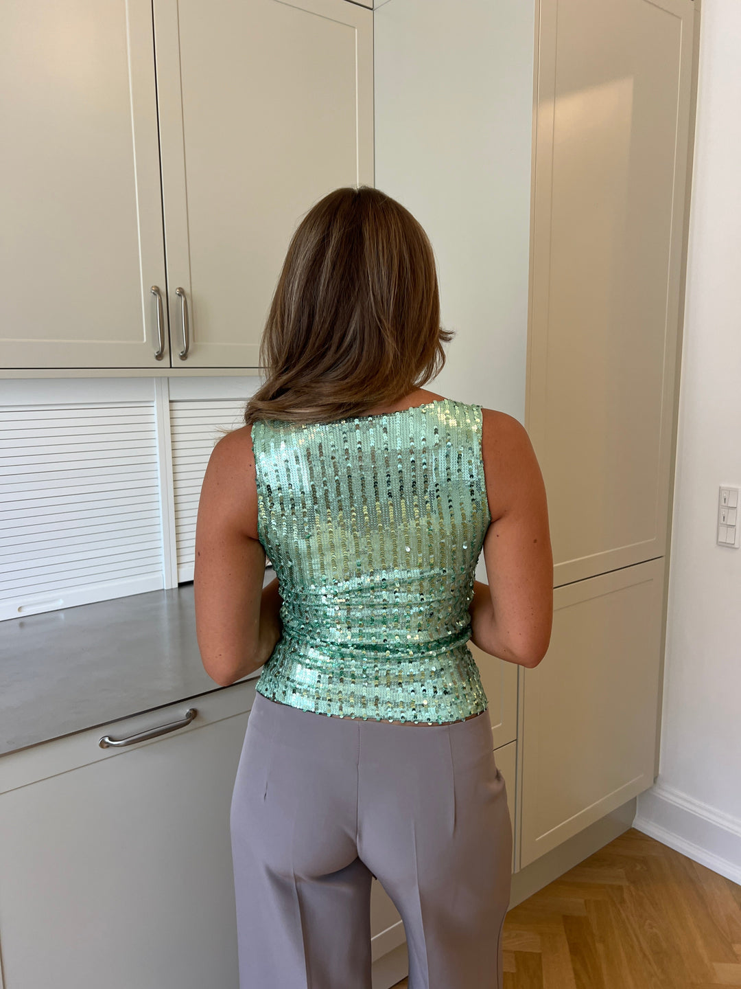 Francesca sequined V-Neck top - Light green
