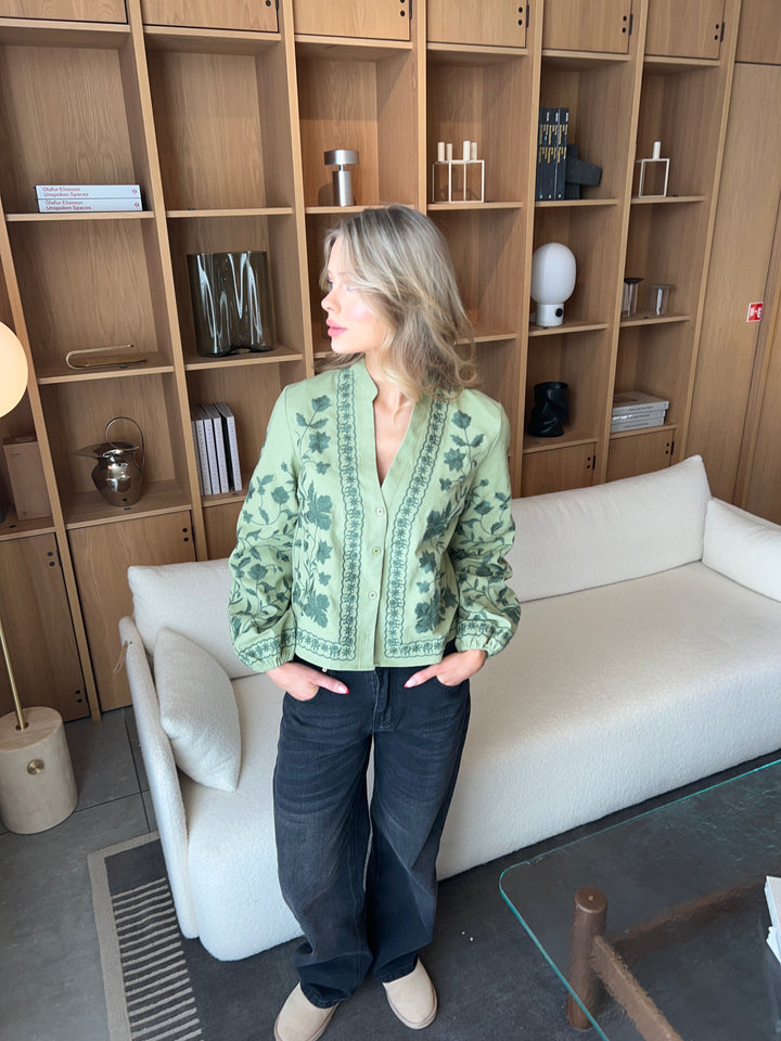 Emma balloon sleeve shirt - Green