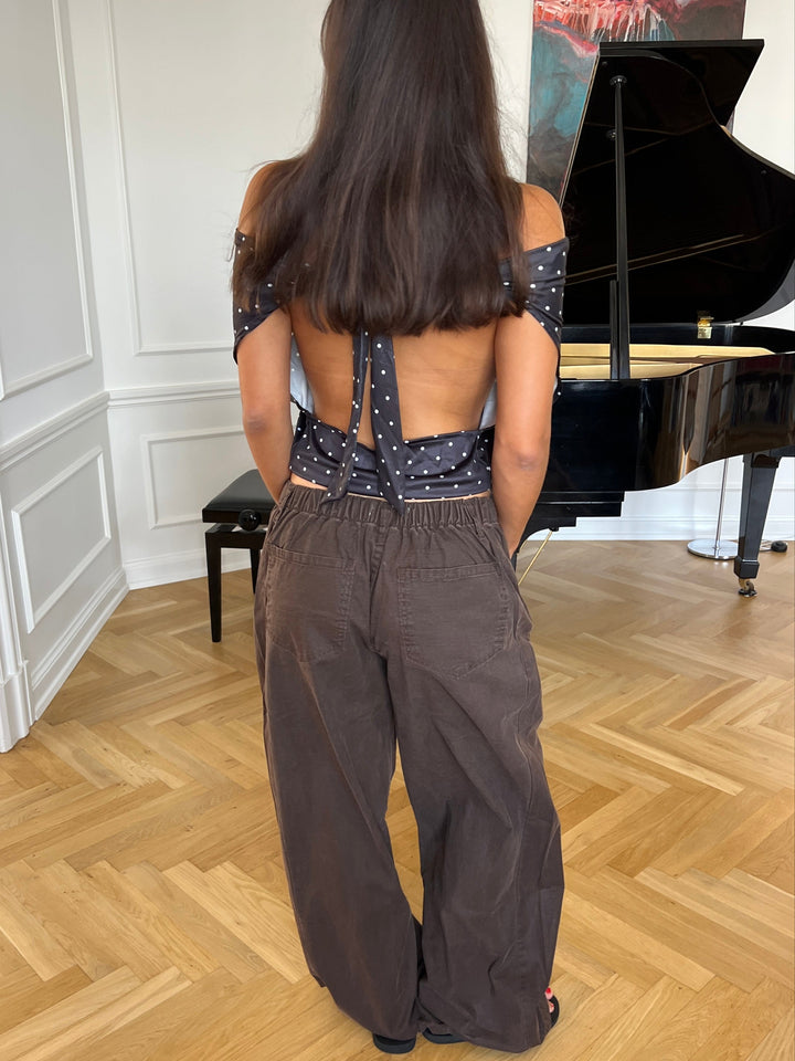 Lara polka dot off-shoulder top - Black/White