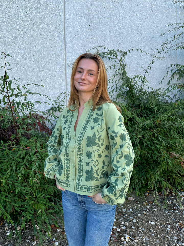 Emma balloon sleeve shirt - Green