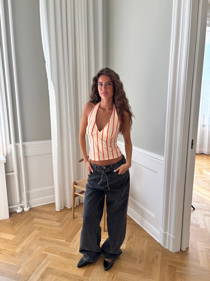 Ophelia striped top - Beige/Orange