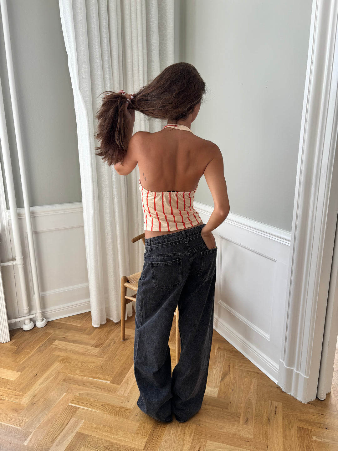 Ophelia striped top - Beige/Orange