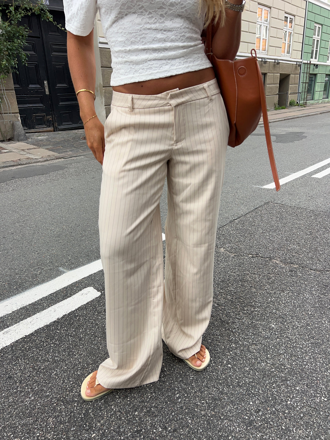 Valentina striped suit pants - Cream white/Gray