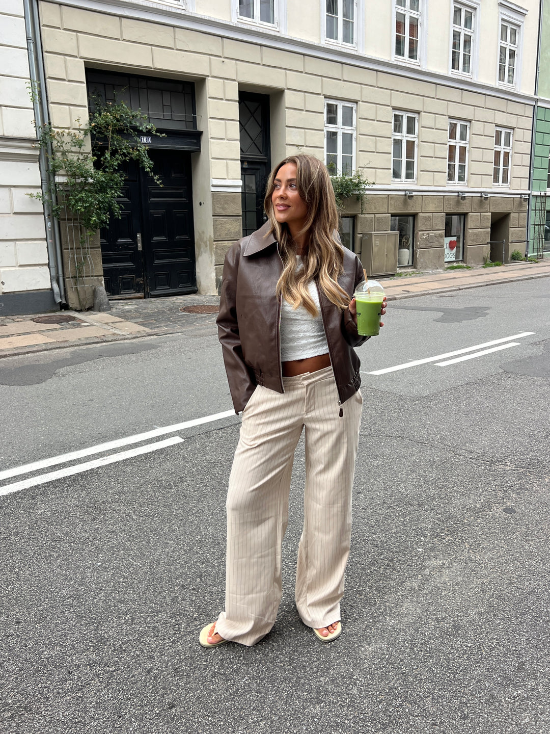 Valentina striped suit pants - Cream white/Gray