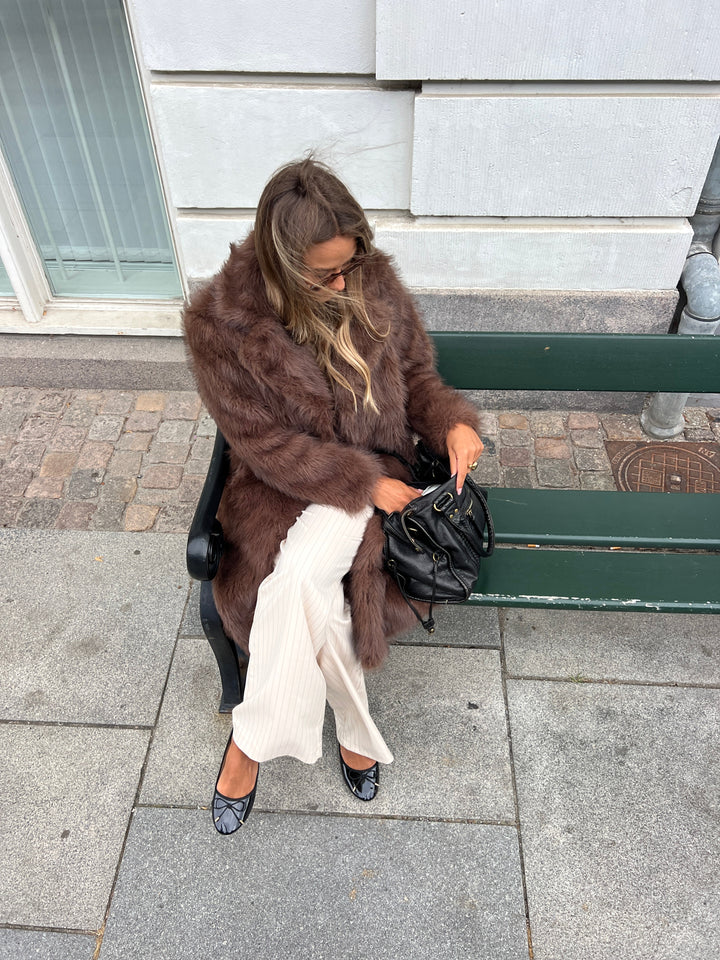 Sana long fur jacket - Dark brown