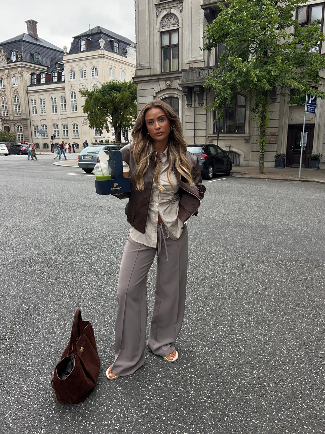 Kaia low-rise suit pants - Lilac beige