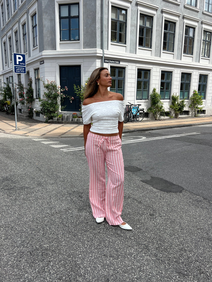 Liora striped linen pants - Light pink/Pink