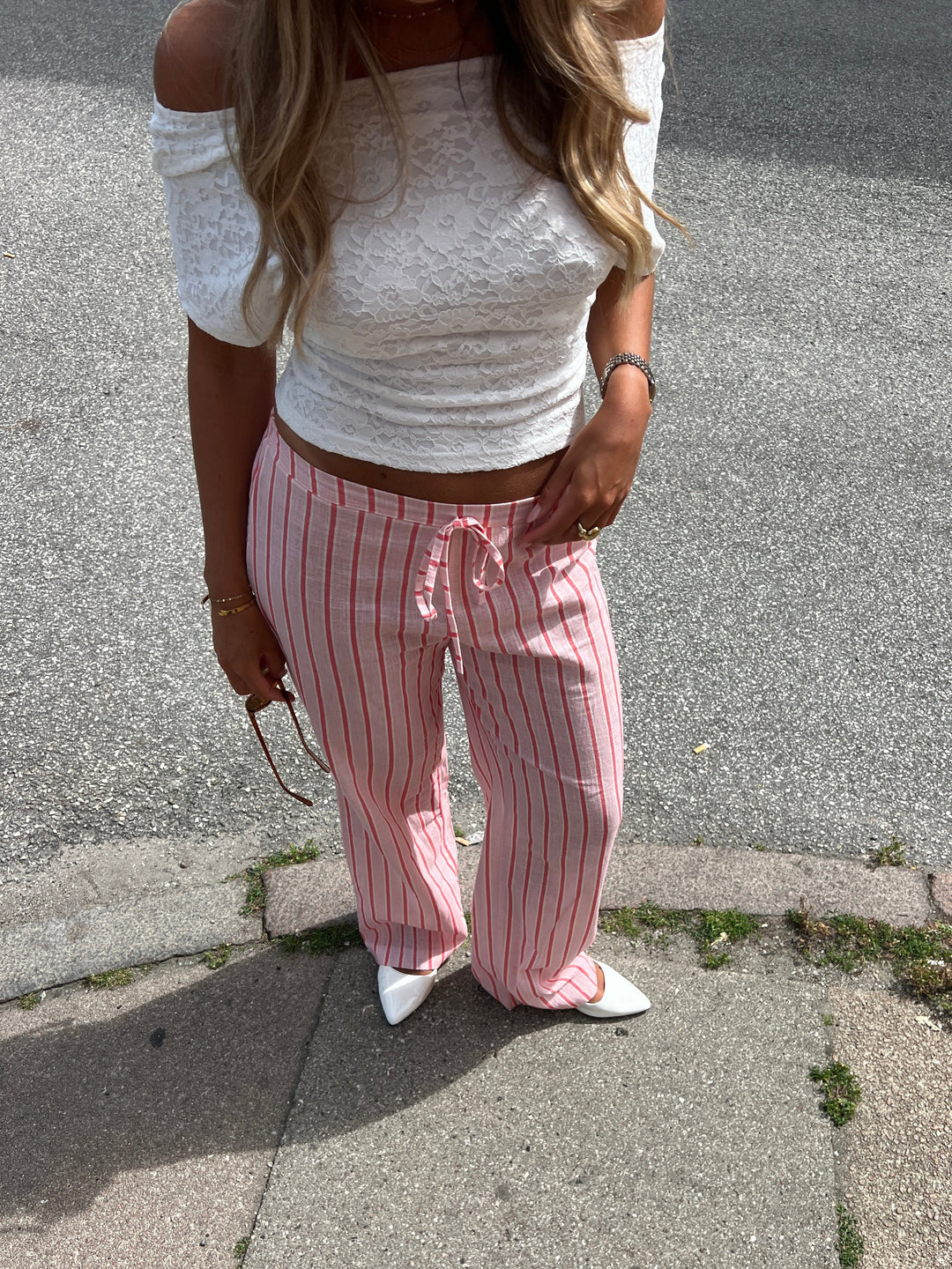 Liora striped linen pants - Light pink/Pink