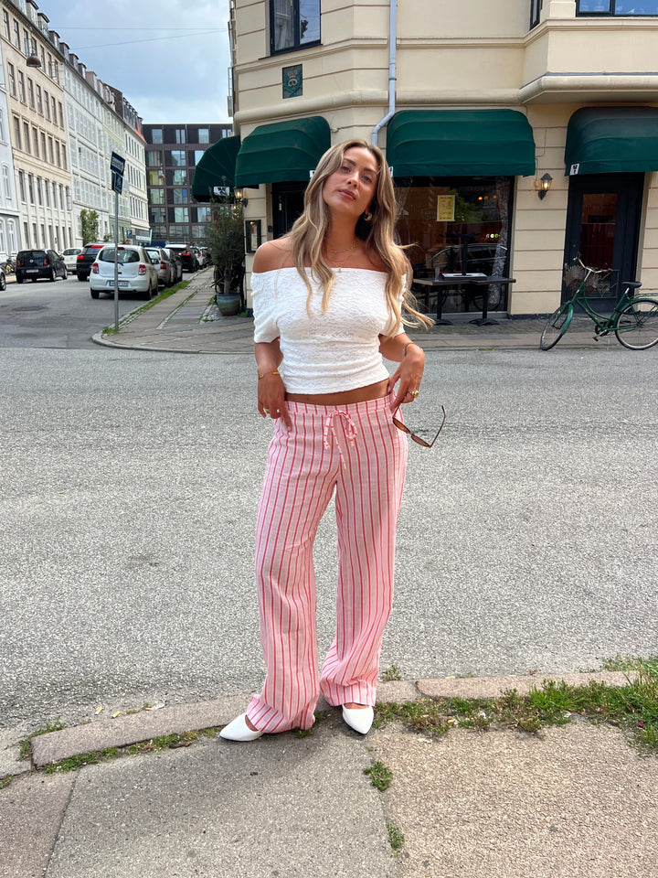 Liora striped linen pants - Light pink/Pink